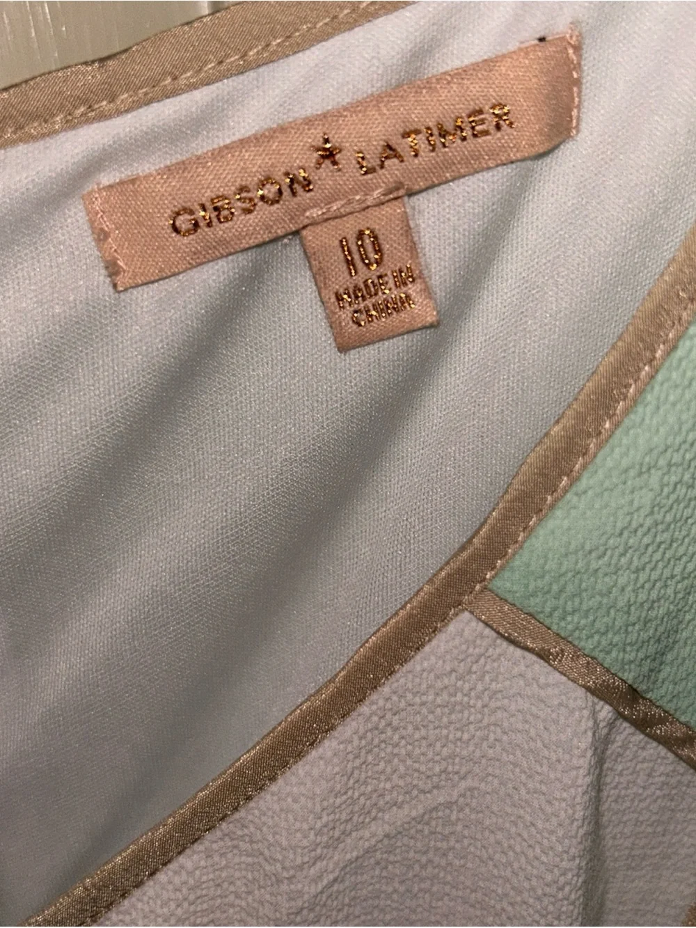 Gibson Latimer Mint Green and White Colorblock Midi Dress